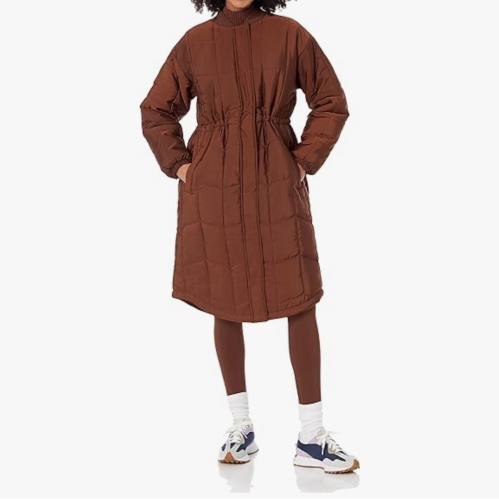 Brown Quilted Long Coat